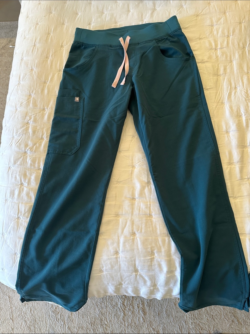 Teal Drawstring Scrub Pants with Side Pocket